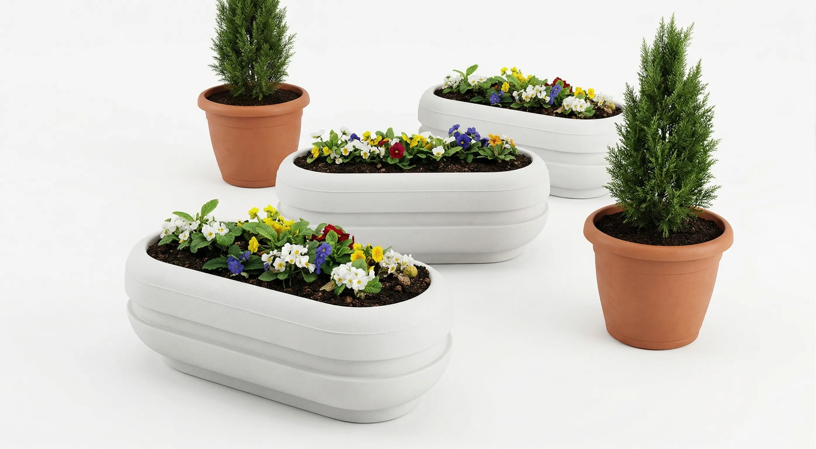 Oval Desenli Beton Saksı - Görsel 3